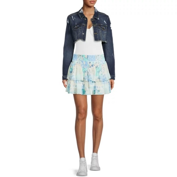 MADDEN NYC Floral Smocked Double Ruffle Skort S - Picture 10 of 10